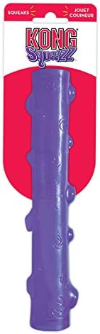 KONG - Squeezz Stick - Strong Squeaky Dog Toy, Squeaks even if punctured - For Large Dogs (Assorted Colors)