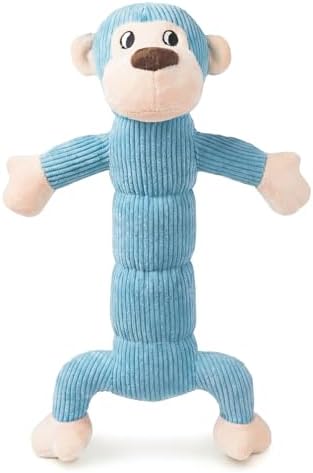 Laifug Interactive Squeaky Dog Chew Toy, Ideal Dog Toys for Chewers, Small, Medium & Large Dogs, and Fetch Lovers - Monkey (Blue), Large
