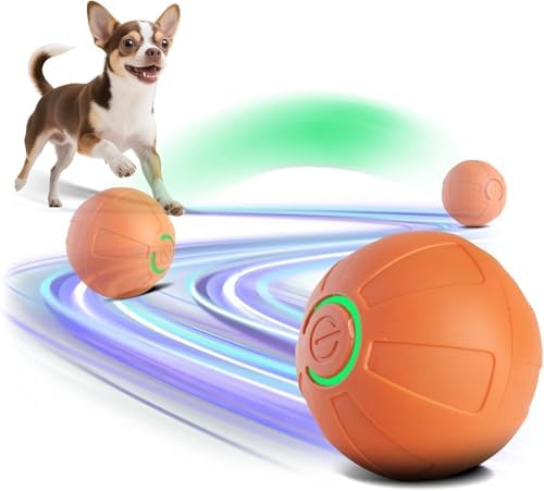 Interactive Small Dog Toy Ball, 2 Inch Smart Jumping Ball for Puppy/Small Dogs, Activated Automatic Bouncing Moving Vibrating, Dog Toy for Small Dogs to Keep Them Busy（Orange）