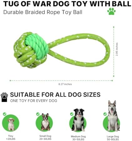 Tug of War Dog Toy with Ball, Interactive Dog Toys, Dog Rope Ball Toys