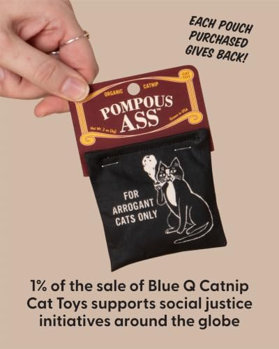 Blue Q Catnip - Cute Cat Toys for Biting w/Funny Graphics - Pompous.