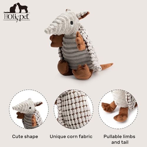 Hollypet Armadillo Squeaky Puppy Dog Toys for Small Medium Dogs, 8"