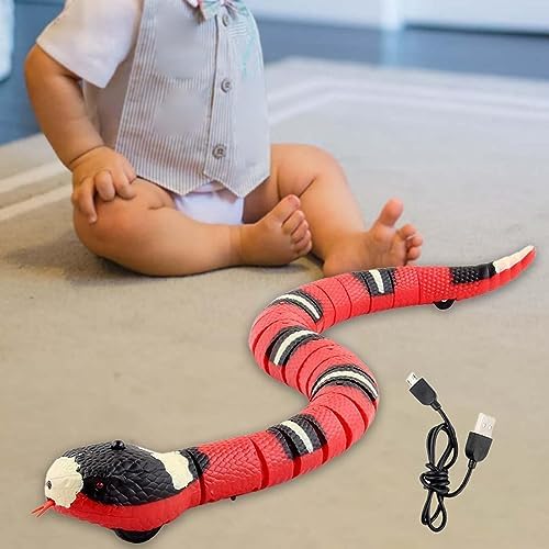 Electric Sensing Cat Toy Snake - Small Pet Toys Automatically Sense Obstacles Interactive Toy Gift, Realistic Rechargeable Tricky Simulation Toy, Snake Cat Toy for Cats Dogs