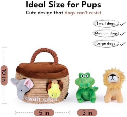 CHEWFFON Noah's Ark Burrow Dog Toy, 5-Pack Hide and Seek Toy