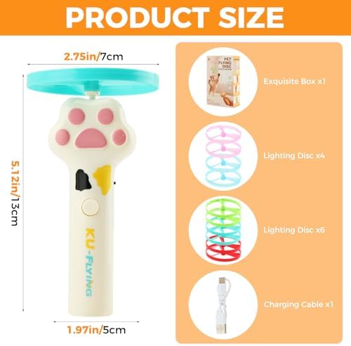 Cat Fetch Toy Launcher, Rechargeable Flying Disc Launcher with 10 Discs, Interactive Toy for Indoor and Outdoor Play(White)
