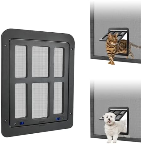 Namsan Screen Cat Door for Sliding Door 8.2 x 9.6 inches Entrance Screen Pet Door for Small Dogs Cats Magnetic Automatic Closure Gate, 8.2x9.6 Inch (Black)