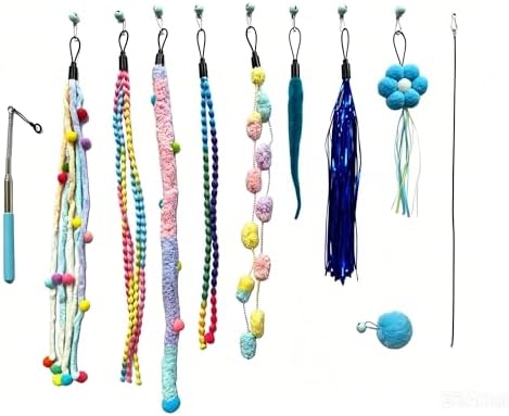 Cat Teaser Wand Toy Set 11PCS for Indoor Kitten Play & Exercise