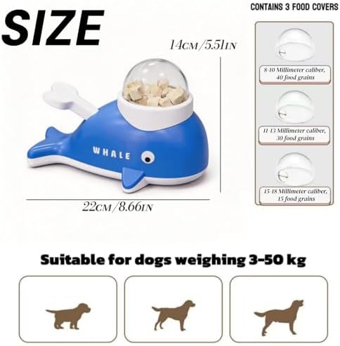 Treat Toys for Dogs, Interactive Puzzle Games Whale Shaped, Cognitive Dog Toys Food Dispenser, for Cat Kitten Puppy Aggressive Chewers, Pet Indoor Training Boredom Exercise