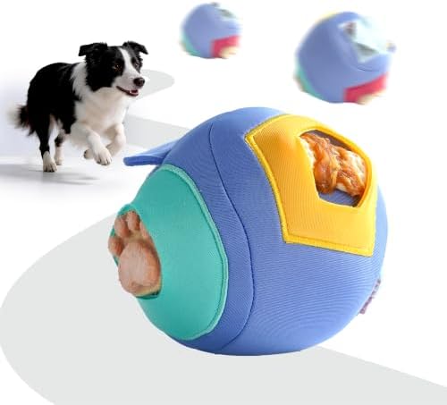 Interactive Dog Toy, Treat-Hiding Geo Bouncing Ball with Shape Pockets