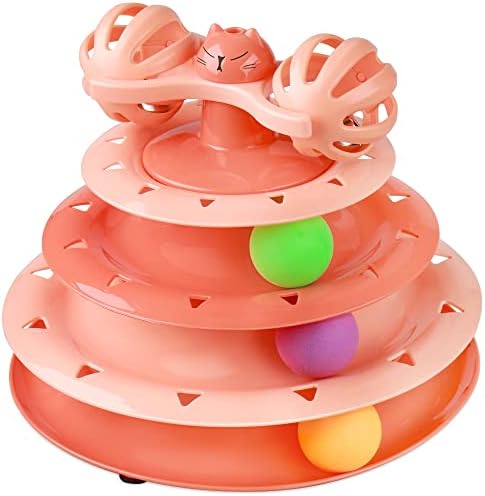 UPSKY Cat Toy Roller 4-Level Turntable with Colorful Balls and Bell Ball | Puzzle Kitten Toys, Sturdy Structure, Detachable Design, Easy to Assemble, Anti-Slip, Reduces Boredom for Indoor Cats