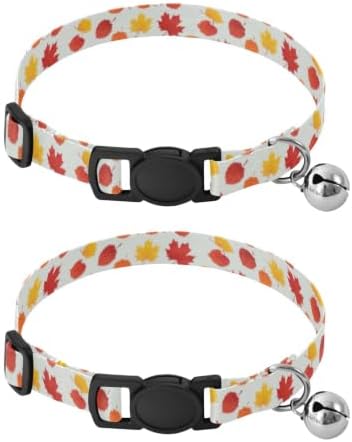 Autumn Leaf Adjustable Pet Collar, 2 Pack Small Dog Collar with Bell