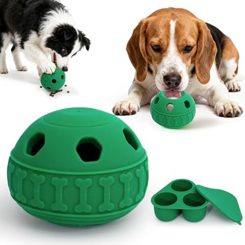 IFOYO Frozen Dog Treat Toy Ball, Silicone Enrichment Dog Toy, Green