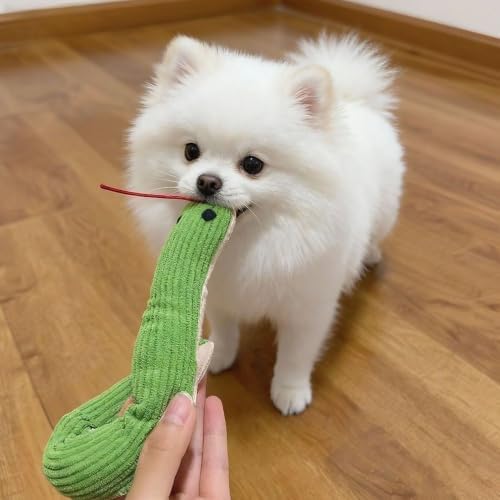 Squeaky Snake Dog Toy, Durable Corduroy Interactive Chew Toy for Small Medium Dogs, Soft Plush Teething Toy for Puppy Boredom Relief