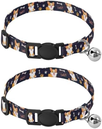 Cute Cartoon Dogs Bones Easy to Clean Cat Collars 2 Pack Soft Cat Collar