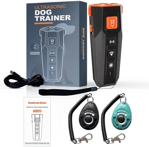 Dog Bark Deterrent Devices – 3 Modes, 15m Range, Flashlight | Safe Humane Anti Barking Device for Dogs | Bark Deterrent Device, Dog Clicker for Training, Dog Training Clicker for Peaceful Home