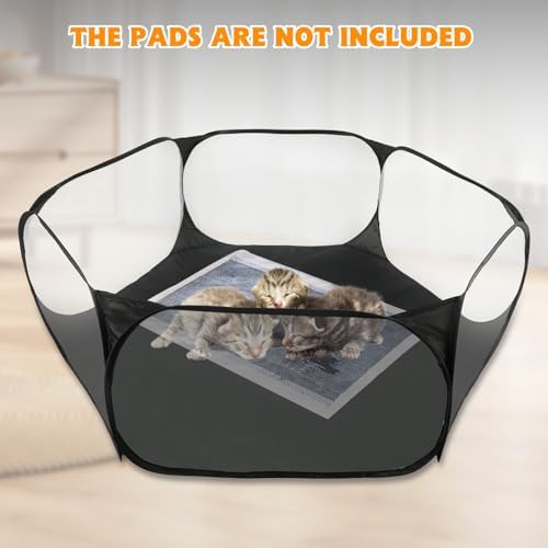 Rypet Guinea Pig Playpen Pop-Up, Outdoor Yard Fence for Small Pets,Black