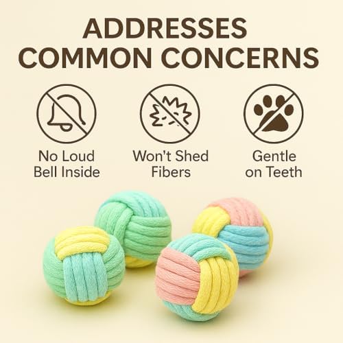 No Catnip Cat Toy Balls, 6 Pack Crinkle Chew Toys (Pastel)