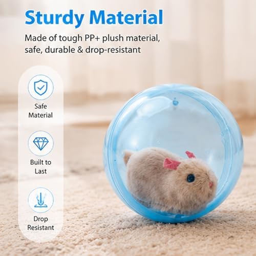 Automatic Animal Pet Rolling Ball,Hamster Ball for Cats Interactive,Hamster in Rolling Balls Smart Cat Toy (Blue+Pink)