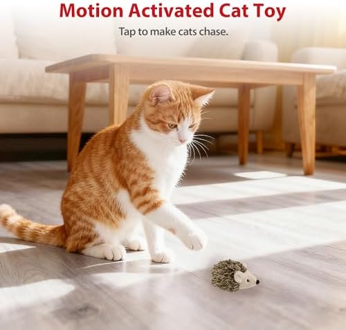 Gigwi Interactive Cat Toys for Indoor Cats, Cat Hedgehog Toy with Electronic Realistic Squeaky Sound