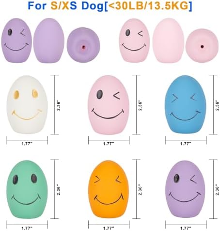 Dog Squeaky Toy, Latex Bouncy Egg Balls Squeaker for Small Dogs, Puppy Durable Rubber Squeak Balls for Teddy Interactive Fetch Play (6 PCS)…