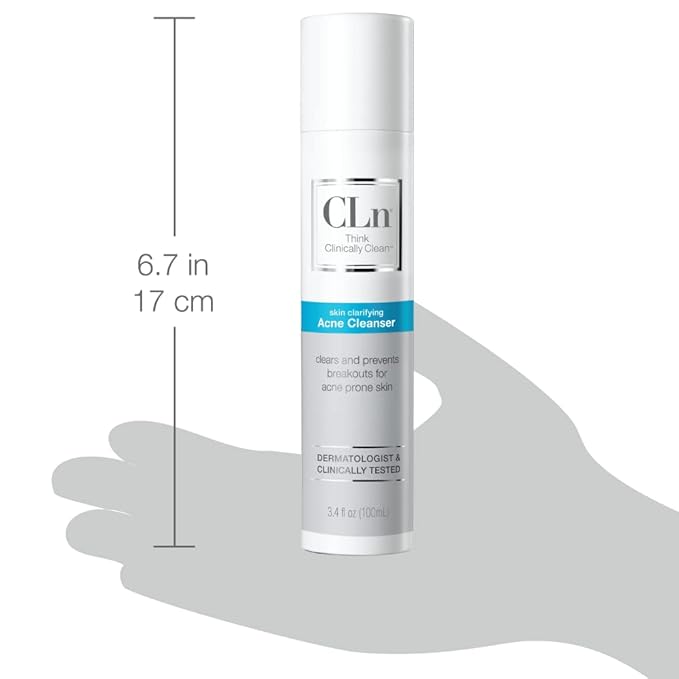 CLn® Acne Cleanser-Facial Cleanser with 0.5% Salicylic Acid to Eliminate Blackheads & Breakouts, Oil-Free & Fragrance-Free, 3.4 fl. oz. (Pack of 2)
