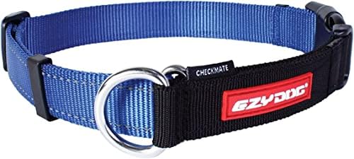 EzyDog Checkmate Martingale Collar for Dogs – Premium Nylon Training Dog Collar for Easy Control with no Choking (Small, Blue)