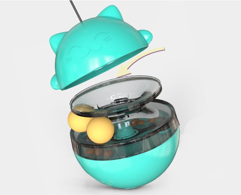 Interactive Cat Toy Treat Dispenser - Wobble Teaser Ball with Food Feeder and Swivel Wand for Cats & Kittens