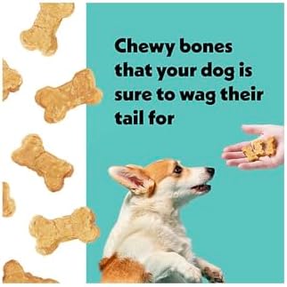 Wiggles & Wags Peanut Butter Chewy Bones Dog Treats, 6 oz, with DN Essentials Bone Shaped Waste Bag Dispenser