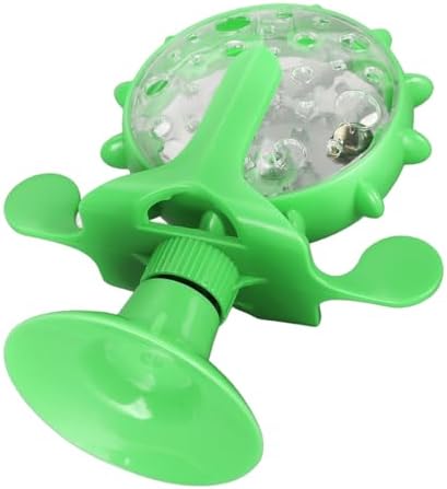 CCYLEZ Cat Slow Feeder Toy, Interactive Windmill Shape Puzzle Feeder with Suction Cup for Cats and Small Dogs Green Plastic