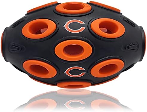First NFL Chicago Bears Football Treat Dispensing Toy for Dogs and Cats, Interactive Fun, Natural Rubber
