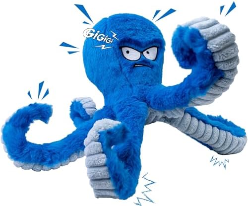 LEGEND SANDY Tough Dog Toys, Stuffed Chew Large Dog Toys to Keep Them Busy, Interactive Squeaky Tug of War Doggie Toy, Crinkle Blue Octopus | Interactive Tug of War Puppy Toys, Crinkle Stuffed Octopus for Small Medium and Large Breeds, Birthday Gift fo...
