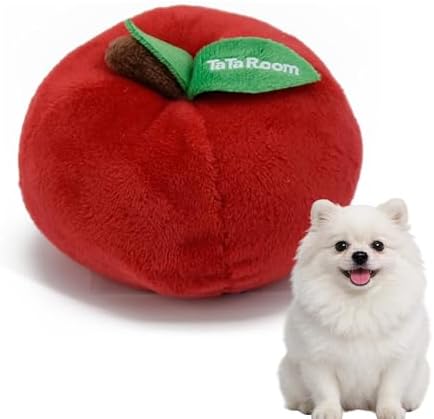 Apple Plush Chew Toy for Small Dogs & Puppies: Interactive Squeaker and Crinkle Sound, Teething Puppy Toy - Durable for Aggressive Chewers, Keeps Busy