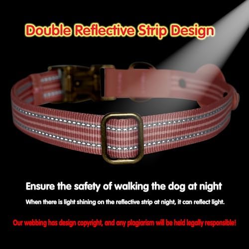 Airtag Dog Collar, Reflective Collar w Airtag Holder for Medium Dogs(Pink)