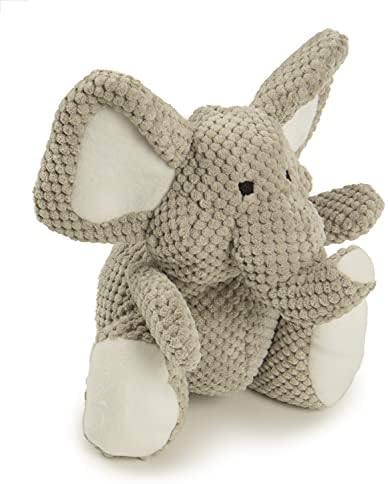 goDog Checkers Elephant Tough Plush Toy with Chew Guard Technology, Durable Checkered Fabric & Squeaker for Active Play, Gray, Large (Pack of 6)