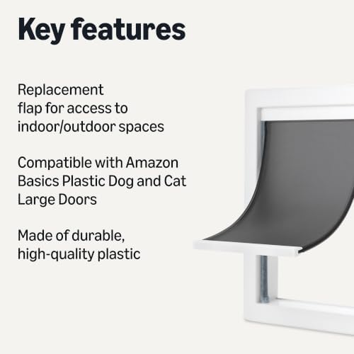 Amazon Basics Dog and Cat Door Replacement Flap, Medium, 12.2" x 7.4" x 0.5", Compatible with Amazon Basics Plastic Dog and Cat Medium Doors, White and Grey
