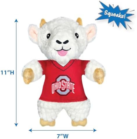 Pets First NCAA Ohio State Buckeyes Goat Plush Toy for Dogs and Cats with Squeaker, Wearing a Team Jersey! Fun & Sporty Goat Shaped Dog Chew Toy, Interactive Pet Toy