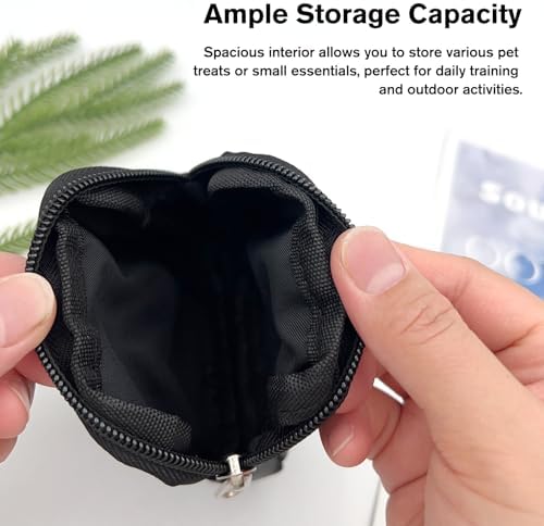 Waterproof Dog Treat Pouch with Built-in Poop Bag Dispenser, Large Capacity Dog Training Bag with Adjustable Shoulder Strap (Black)