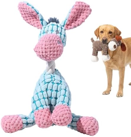 Indestructible Dog Toys for Aggressive Chewers, Squeaky Plush Chew Toy，Blue