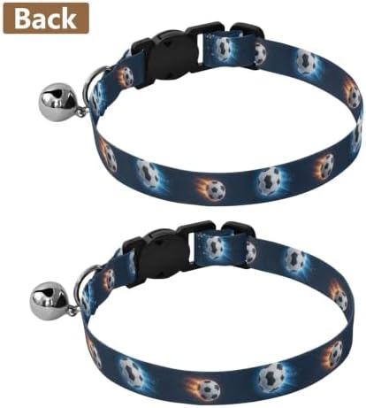 Cool Soccer Blue Kitten Collars 2 Pack Collars for Puppies Adjustable Length 10.6" to 17.1"