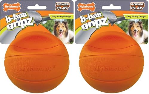 Nylabone Power Play Gripz Felt Basketball Rubber Fetch Toy, Squeaky Ball for Dogs, Medium (1 Count) (Pack of 2)