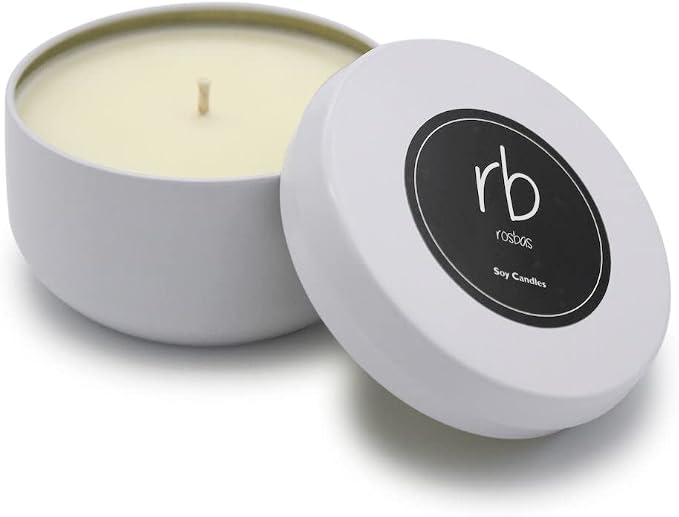 rosbas Black Sea Soy Wax Candle - 6 oz Tin in Drawstring Cotton Bag - Clean Burning for Seductive Aroma - White - Made in USA