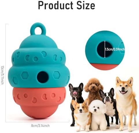 Dog Treat Toys for Medium Small Dogs, Silicone Dog Toy Treat Dispenser Slow Feeder Interactive Toys for Boredom, Enrichment Pet Toys Dispensing -Keep Them Busy- Outdoor with Buckle 1 Pack Orange