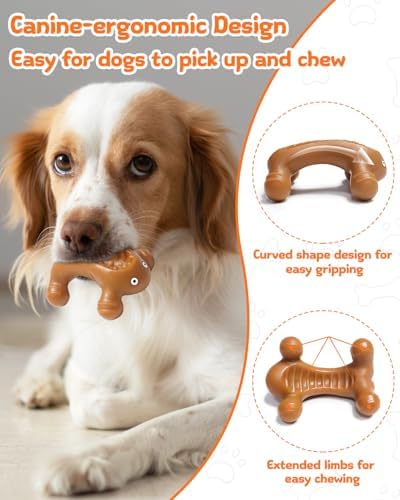 Dog Toys for Aggressive Chewers Large Medium Breed, Interactive Treat Dispensing Chew Toy, Indestructible Tough Nylon Teething Bones to Keep Dogs Busy
