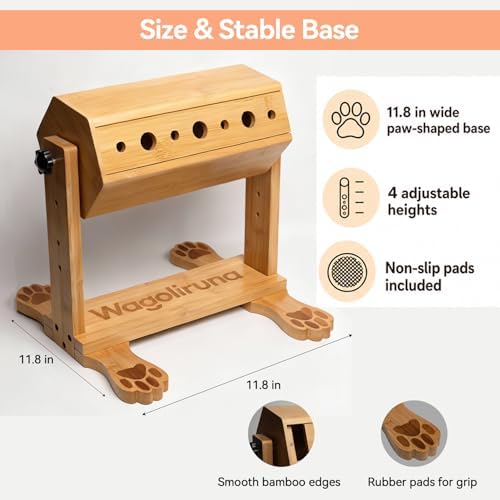 Dog Nail Scratch Board, Dog Nail File Toy with Treat Puzzle, Stress-Free Grinder Alternative, Adjustable Bamboo Nail Filing Board for Anxious Dogs, Small to Large Breeds (80/180 Grit)