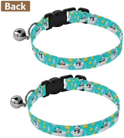 Cute Pandas Ducks Turquoise Pet Collar 2 Pack Dog Collars for Small Dogs Adjustable 10.6 to 17.1 Inches