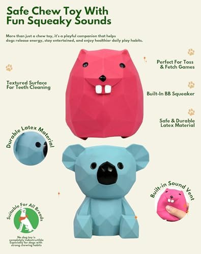 Deeow Soft Latex Dog Toys, Squeaky Puppy Teething Enrichment Toys 2''