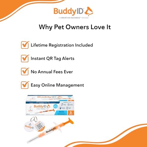 BuddyID Complete Protection System with ISO Microchip & QR Pet Tag, 5ct