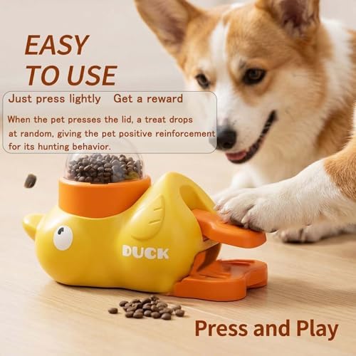 GROZY Duck Treat Dispenser Puzzle Toy, Interactive Slow Feeder for Dogs & Cats, IQ Training & Mental Stimulation, Reduces Bloating & Boredom, Non-Slip Base for Small Medium Pets