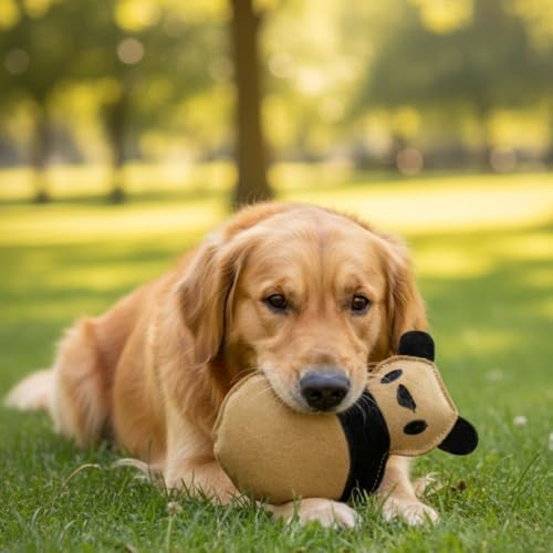 Natural Suede Leather Dog Chew Toy, Panda Shape Interactive Pet Toy for Adult Dogs and Puppies, Durable Design for Daily Chewing, Tug Play and Indoor Training Use