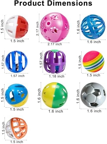 10 Pack Jingle Bell Toy Balls for Ferrets Hollow Play Toys